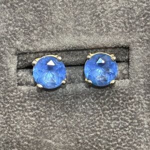 Sterling Silver Blue Glass Pierced Earrings